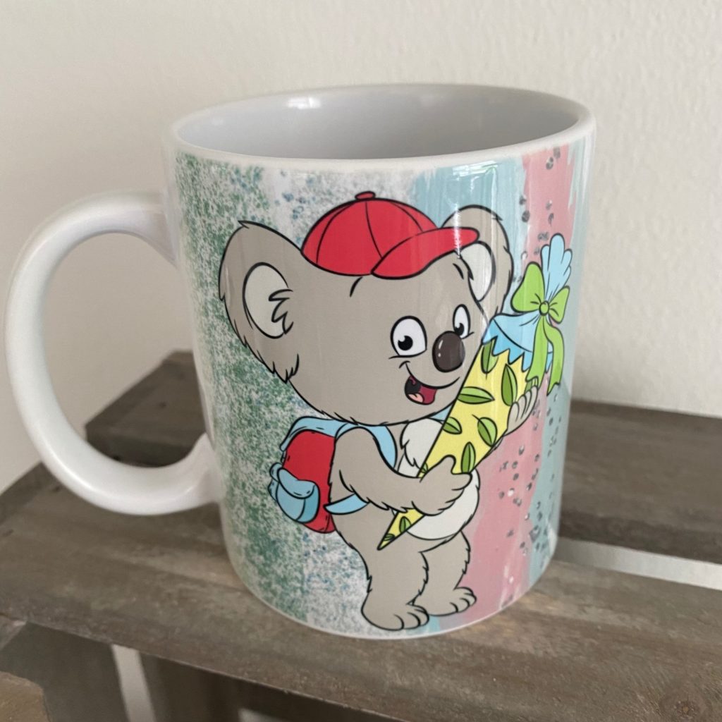 Keramiktasse Hochglanz Einschulung Koala Zaubereinmaleins Shop