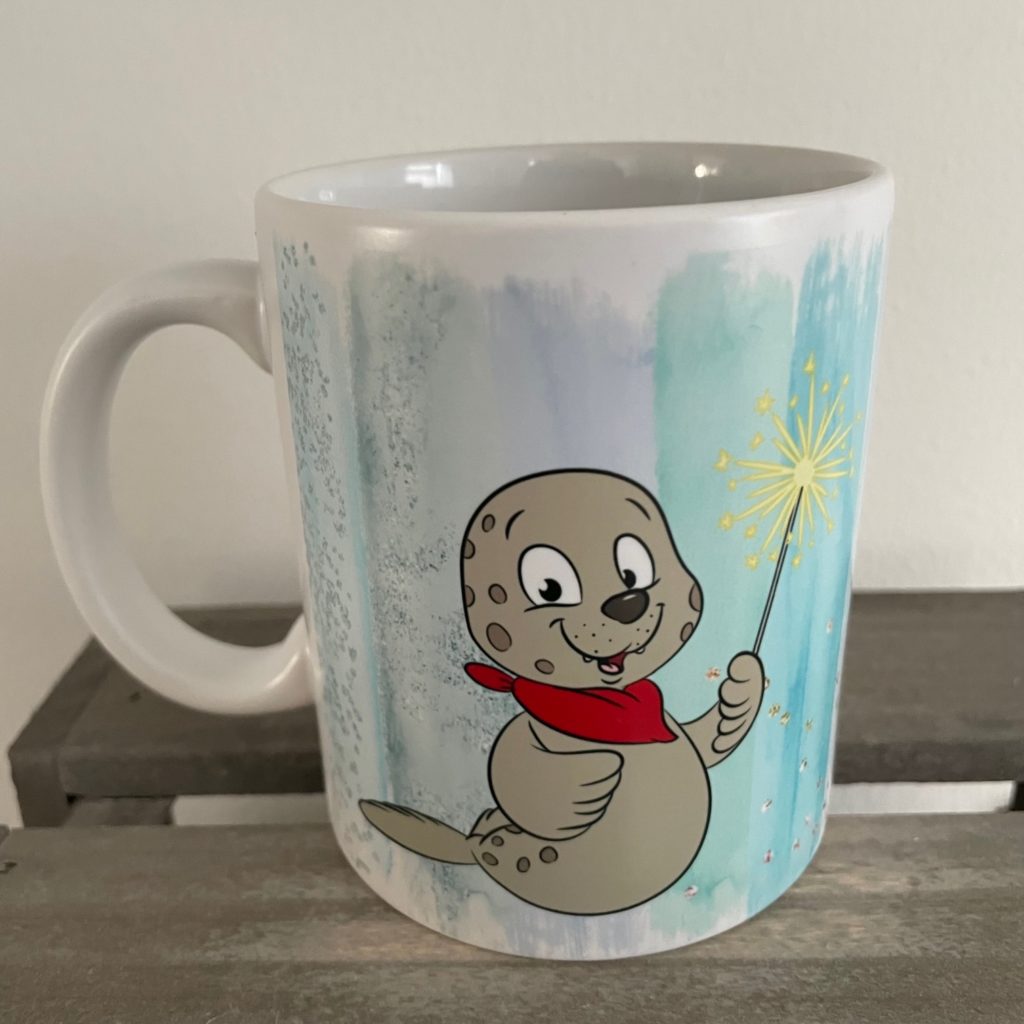 Keramiktasse Satin Seehund Mit Wunderkerze Zaubereinmaleins Shop