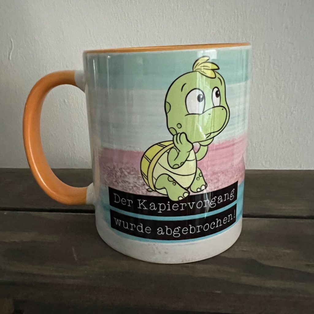 Keramiktasse Hochglanz Kapiervorgang Zaubereinmaleins Shop