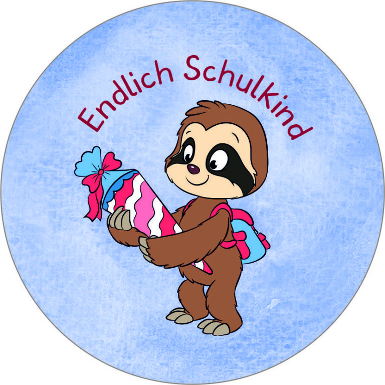 Buttonvorlage Faultier Endlich Schulkind Zaubereinmaleins Shop