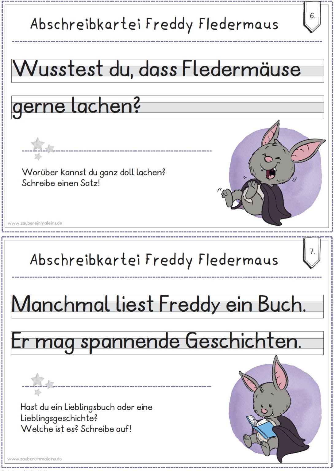 Freddy Fledermaus Abschreibkartei – Zaubereinmaleins Shop