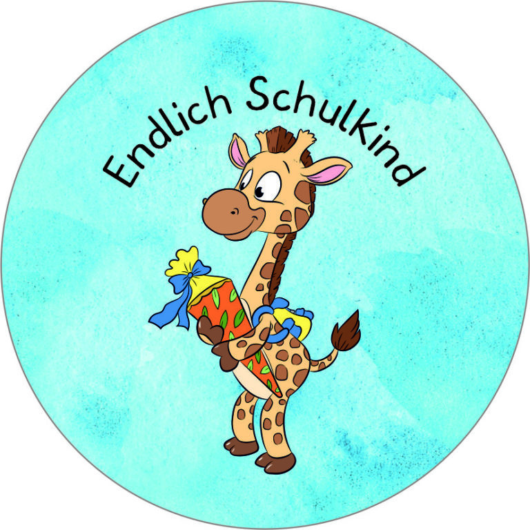 Buttonvorlage: Endlich Schulkind – Giraffe – Zaubereinmaleins Shop